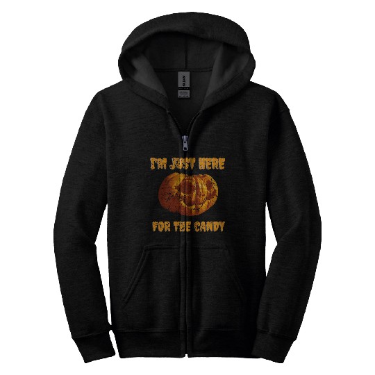 I'M JUST HERE FOR THE CANDY OLD PUMPKIN DRAWING Zip Hoodies