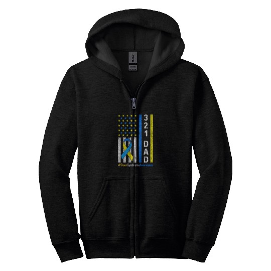 321 Dad Down Syndrome Awareness Zip Hoodies