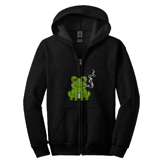 Stoned Weed Joint Frog Zip Hoodies