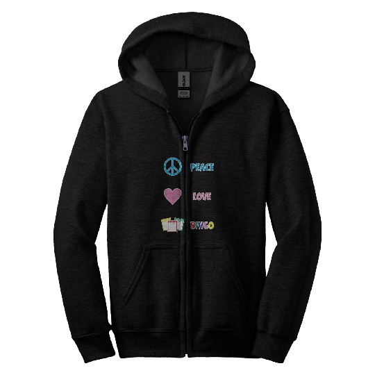 Bingo Game Player Peace Love Bingo Zip Hoodies