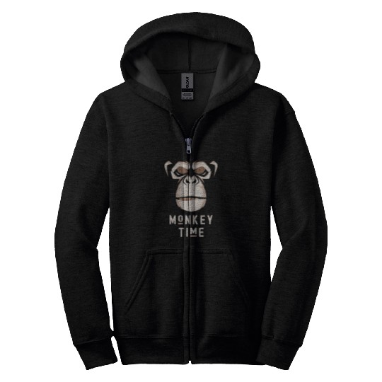 It's Monkey Time Cute Adorable Funny Monkey Face Zip Hoodies