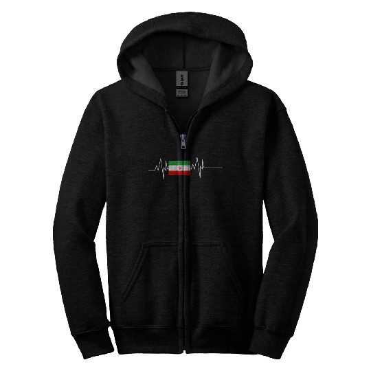 Iran Flag Heartbeat Zip Hoodies