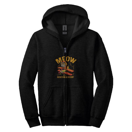 Meow Aviation Academy Co-Pilot Gift Zip Hoodies