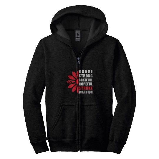 Stroke Awareness Brave Strong Grateful Stroke Zip Hoodies