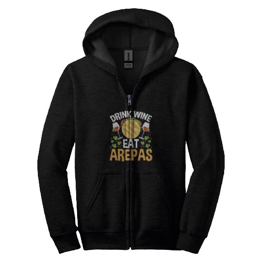 Arepas Lover Wine Drinking Hispanic Heritage Month Zip Hoodies
