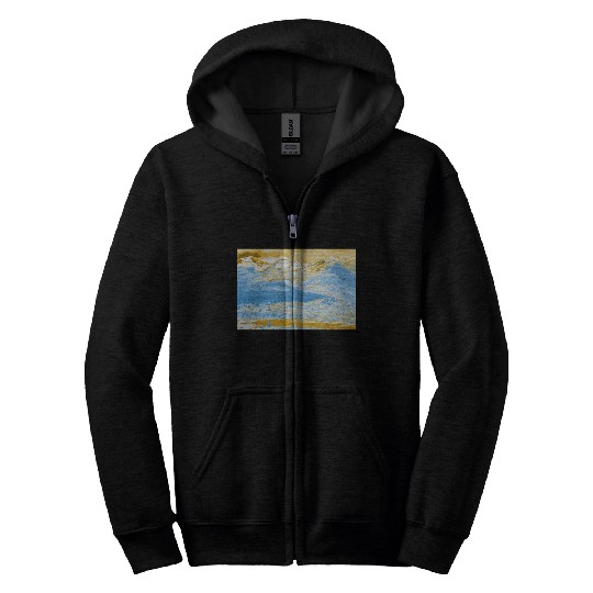 Golden Blue Mountain Lake Zip Hoodies