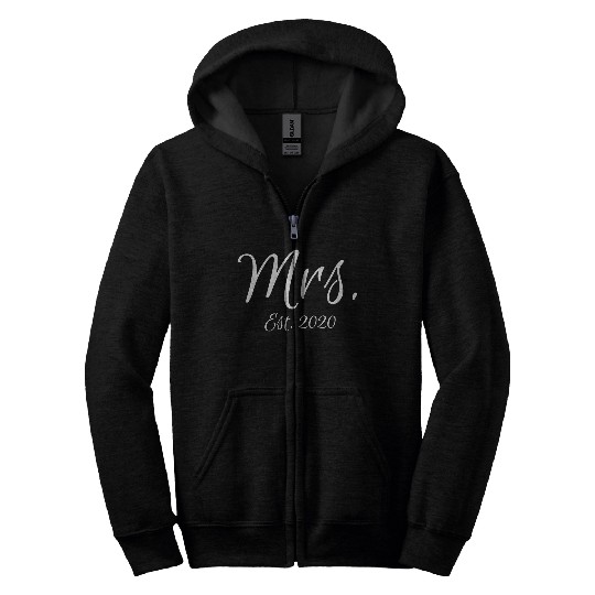 Matching Script Mr & Mrs Bridal Bride Mrs Est 2020 Zip Hoodies