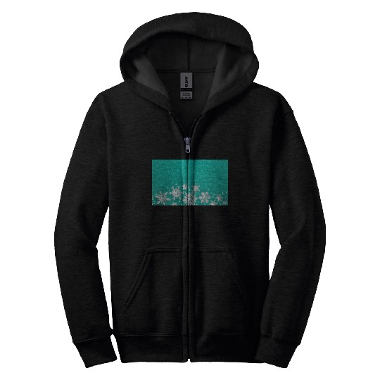 Teal Snowflakes Pattern Zip Hoodies