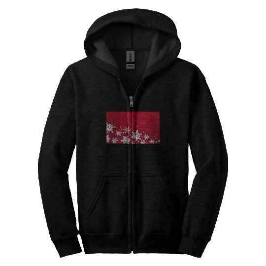 Modern Red Snowflakes Pattern Zip Hoodies