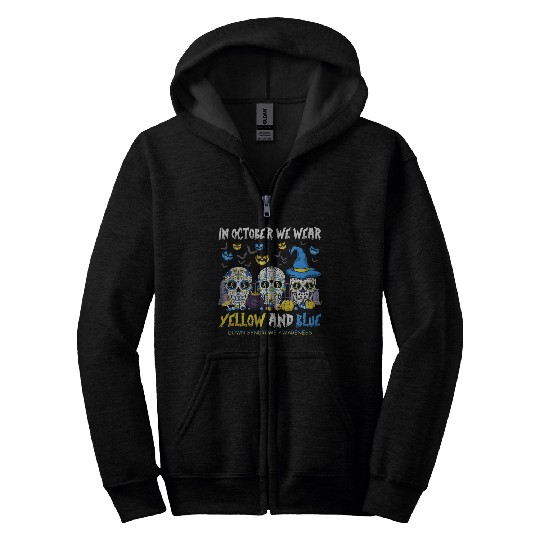 Sugar Skull | In October We Wear Yellow And Blue Zip Hoodies