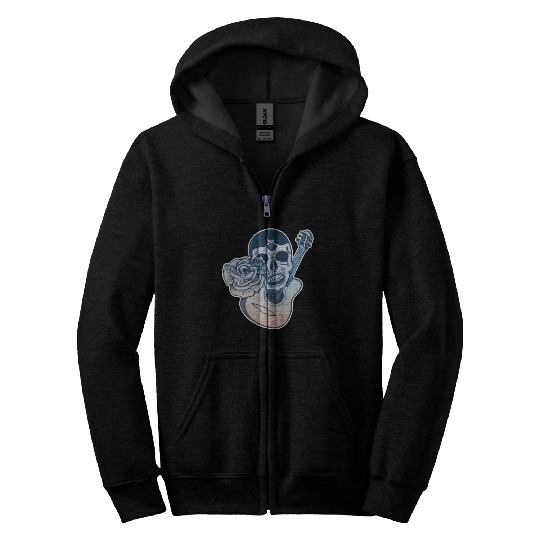 Grotesque Rock And Roll Skull & Guitar Zip Hoodies