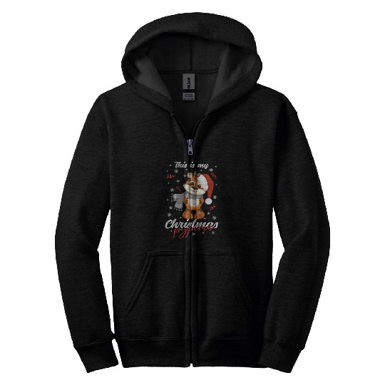 Winter Christmas Pyjama Tiger Zip Hoodies