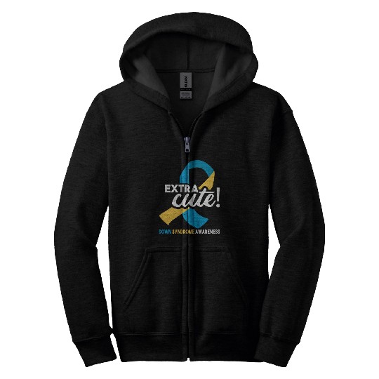 October Wear Blue Yellow Down Syndrome Awareness Zip Hoodies