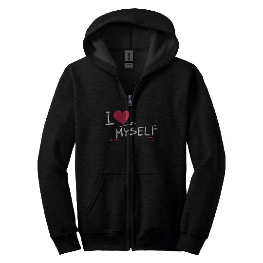 i love me heart text saying Zip Hoodies