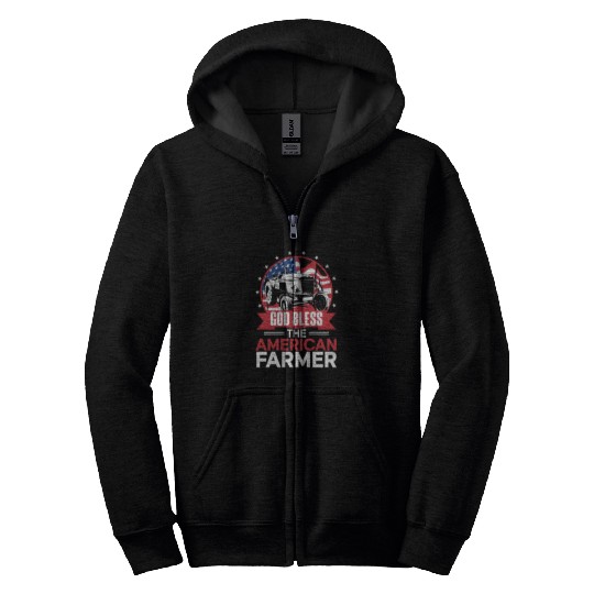 Farming Farmer Us American Flag Zip Hoodies