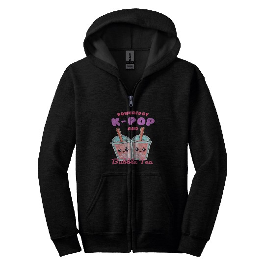 Powered By K POP And Bubble Tea Zip Hoodies