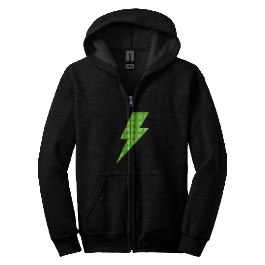 Patterned Lightning Symbol Zip Hoodies