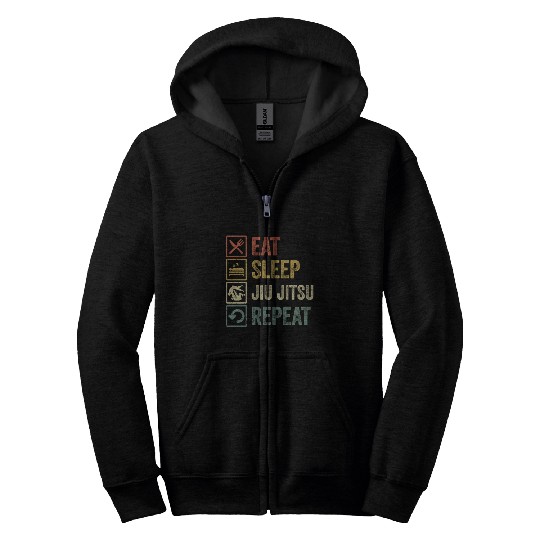 Jiu Jitsu Funny eat sleep jiu jitsu repeat Zip Hoodies