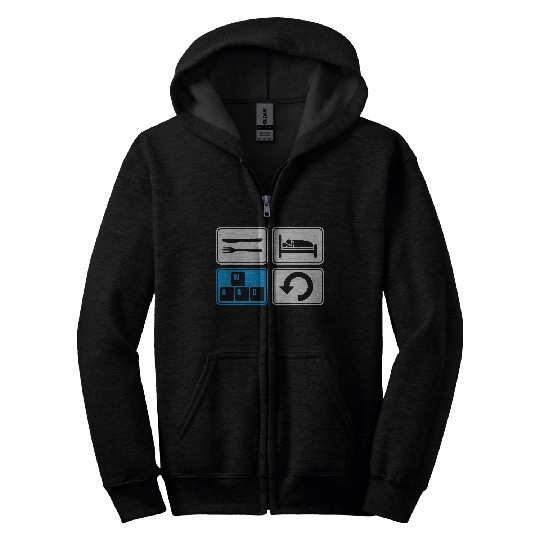 gaming daily repeat computer Zip Hoodies