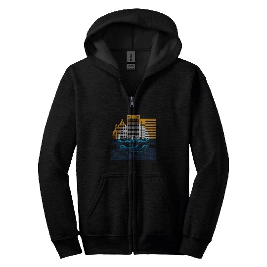 Milwaukee Skyline Squared Milwaukee Peoples Flag D Zip Hoodies
