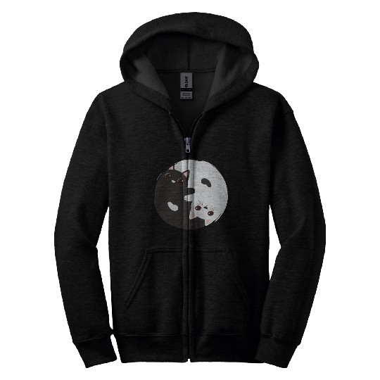 ying yang cat Zip Hoodies