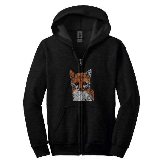 Fox Drawing Nature Forest Save The Planet Zip Hoodies