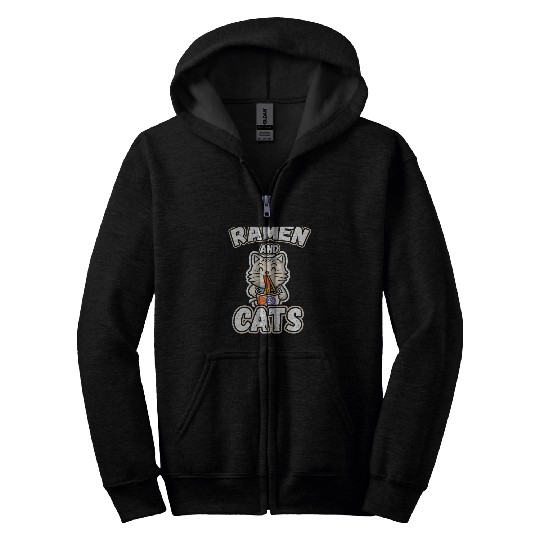 Ramen and cats Zip Hoodies