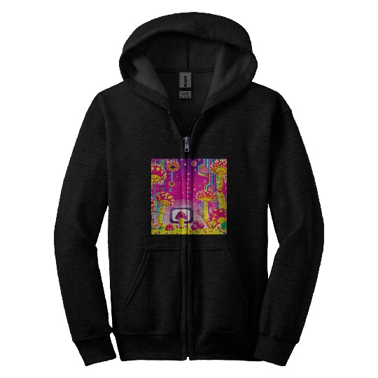 Psychedelic Video Game Fantasy World Zip Hoodies