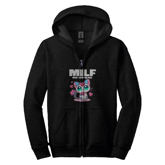 MILF Man I love Felines Funny Cats Zip Hoodies