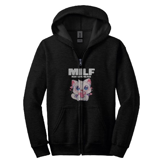 MILF Man I love Felines Funny Cats Zip Hoodies