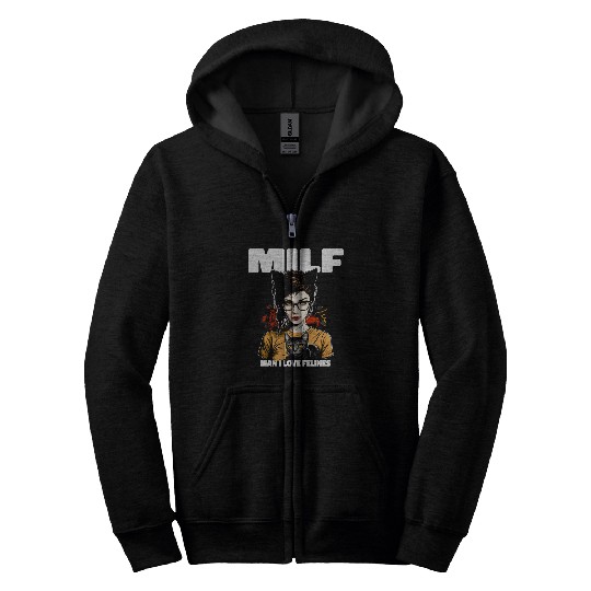 MILF Man I love Felines Funny Cat Cute Anime Girl Zip Hoodies