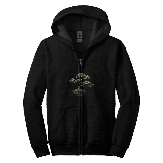 8 Bit Bonsai Tree Zip Hoodies