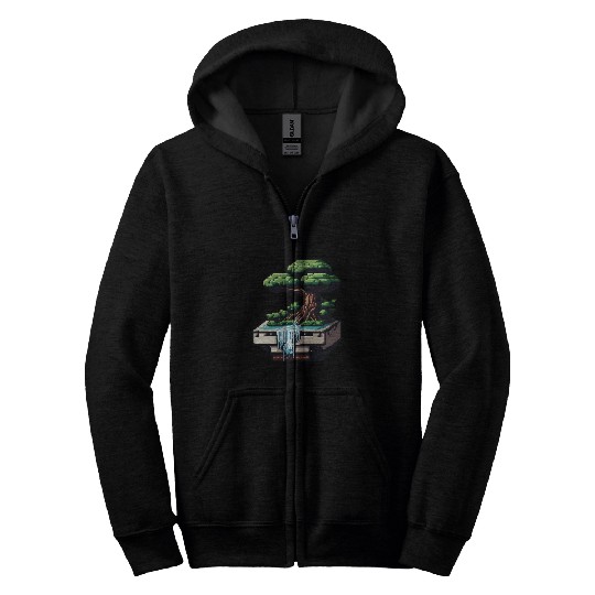 8 Bit Bonsai Tree Zip Hoodies