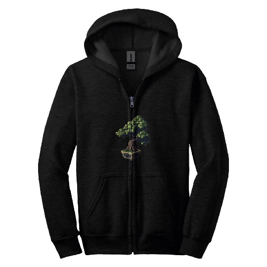 8 Bit Bonsai Tree Zip Hoodies