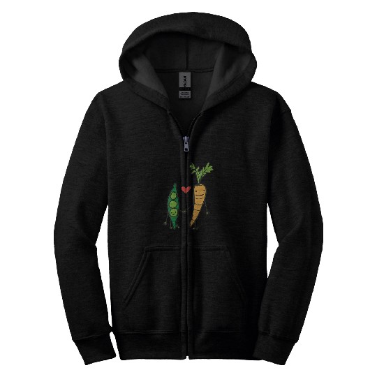womens carrot and peas v neck Zip Hoodies