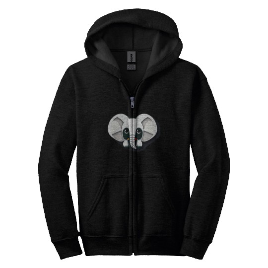 Little Elephant Cartoon - Cute Love Adventure 11 Zip Hoodies