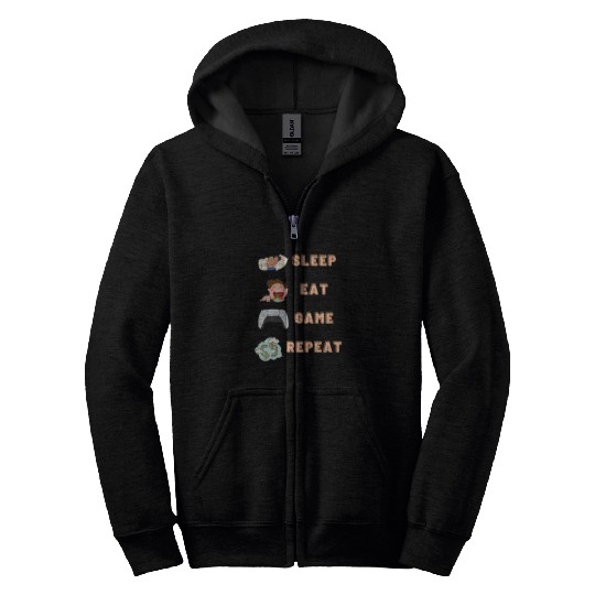 sleep eat game repeat PlayStation Zip Hoodies