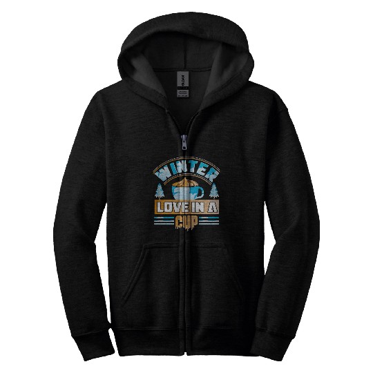 Winter Love in a Cup Zip Hoodies