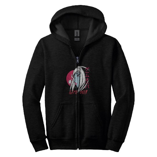 Anime Manga Girl - Game over Zip Hoodies