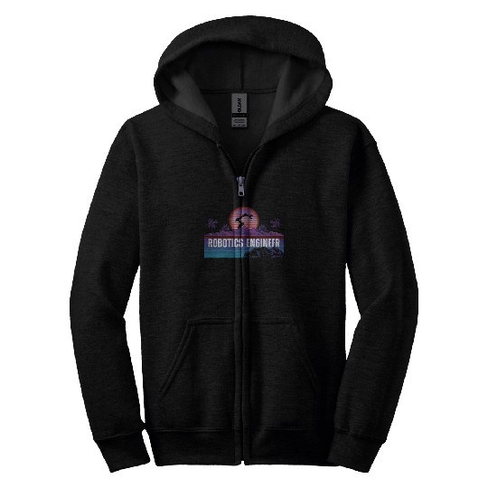 Robot Robotics Engineer Retro Zip Hoodies
