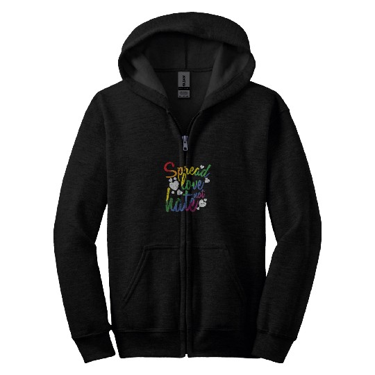Spread Love not hate LGBT Rainbow Zip Hoodies