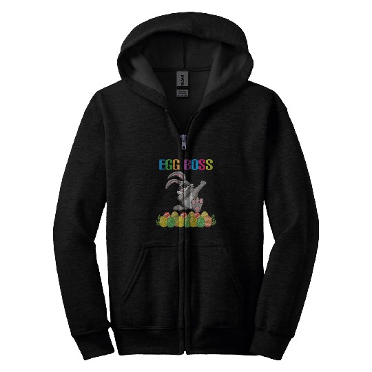 Dabbing Egg Boss Easter Bunny Zip Hoodies