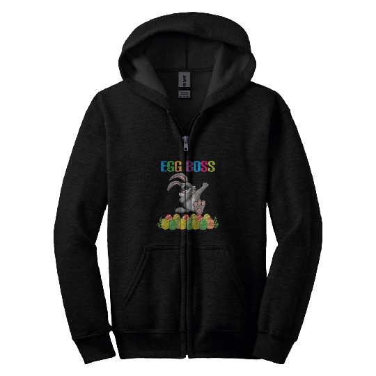 Dabbing Egg Boss Easter Bunny Zip Hoodies