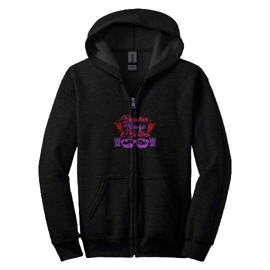 Beaches Booze Besties Summer Vacation Spring Break Zip Hoodies