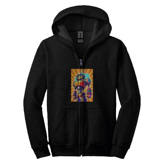 super hero cartoon iron man robot Zip Hoodies