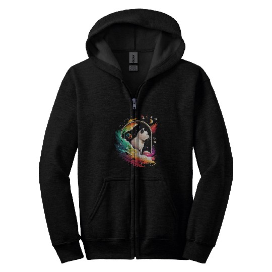 Space Cat on Galaxy Cat Lover Zip Hoodies