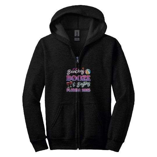 Beach Booze Besties Florida Vacation Spring Break Zip Hoodies