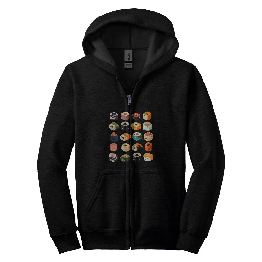 sushi pattern Zip Hoodies