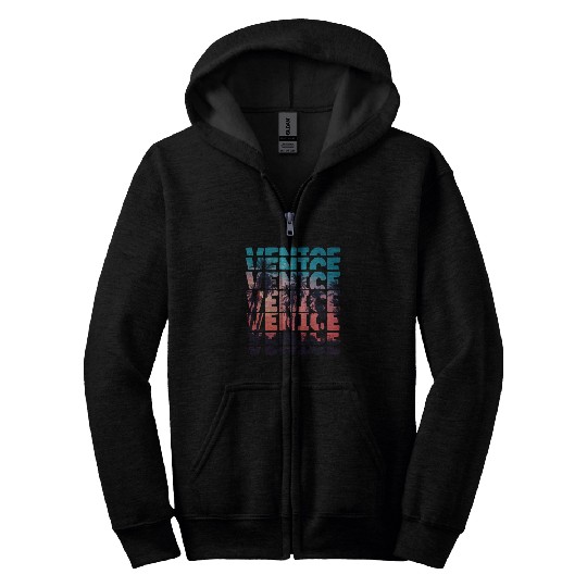 Venice Beach California Vacation Ocean Palm Tree Zip Hoodies