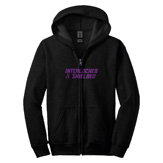 INTERLOCKED & SHIELDED - PURPLE DESIGN Zip Hoodies